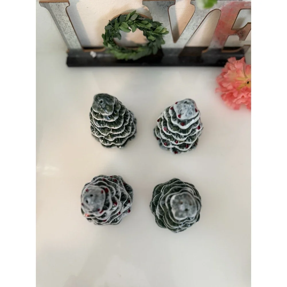 Vintage Snowy Evergreen Ceramic 4